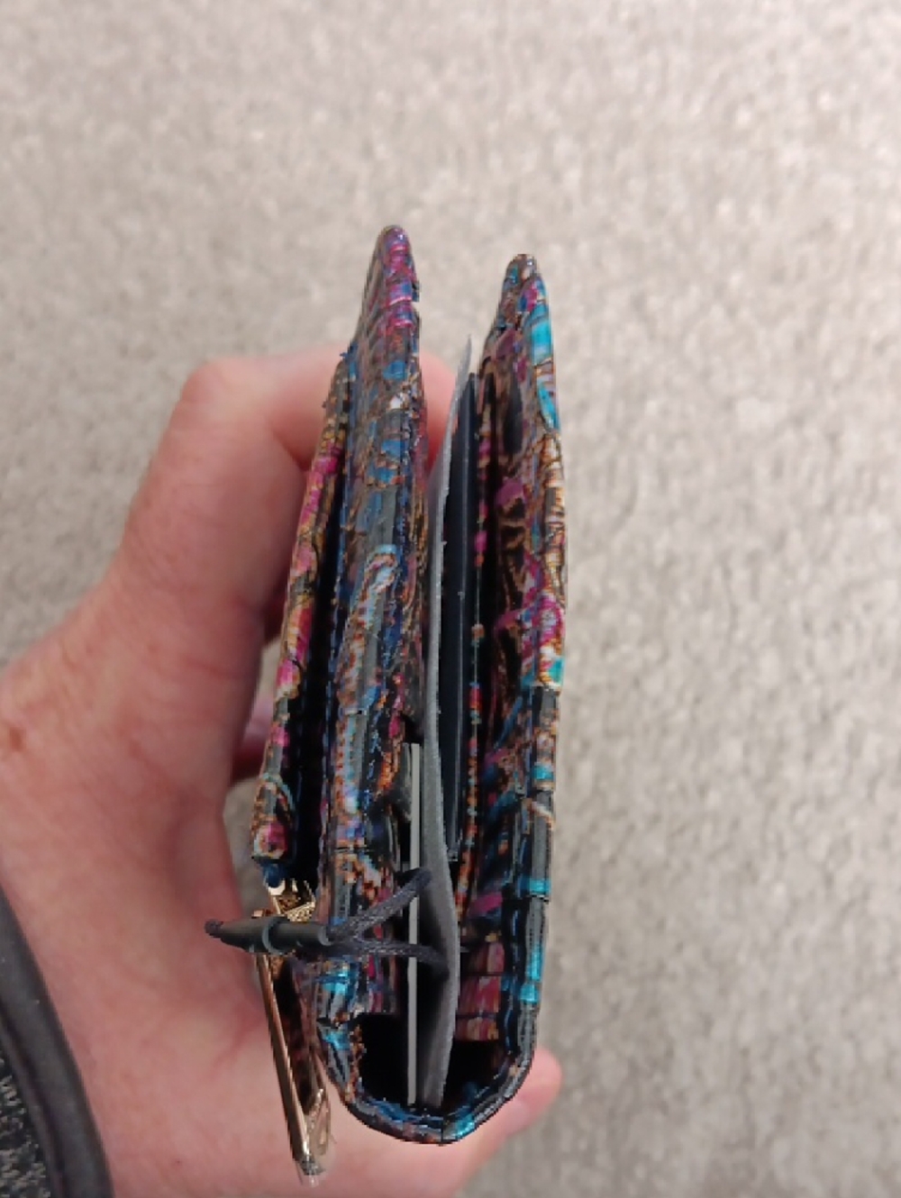 Brahmin Blue Multicolor Iridescent Croc-Embossed Wallet - Picture 5 of 7